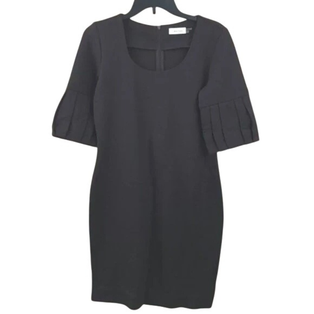 Calvin Klein Brown Pleated Sleeve Sheath Dress Women's 6 Work Office Minimalist